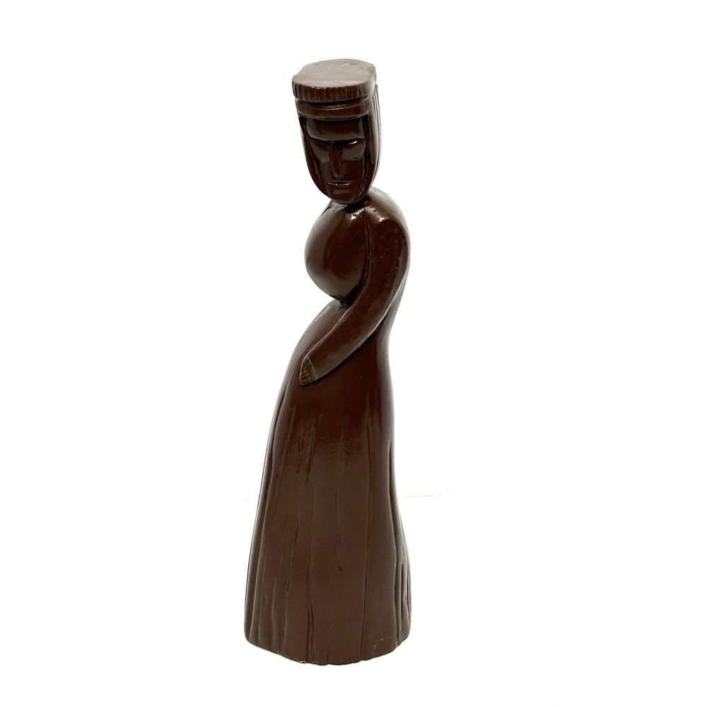Sculpture Stylized Woman Vintage Carved Wood? Resin? Folk Art 15" H Brown